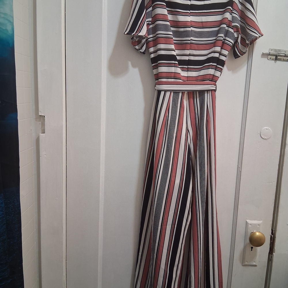 Monteau Pink and Black Striped Jumpsuit - Picture 2 of 10